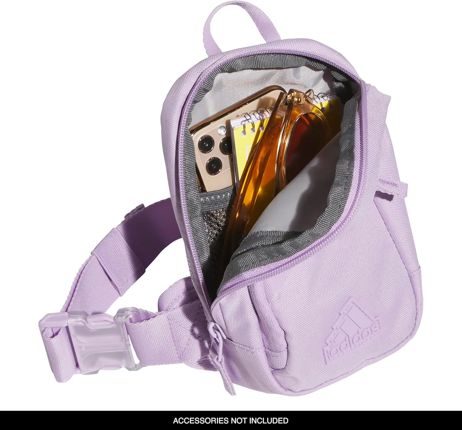 adidas Prime Mini Sling Crossbody Bag, Small Size for Festivals and Travel, Powder Plum Purple
