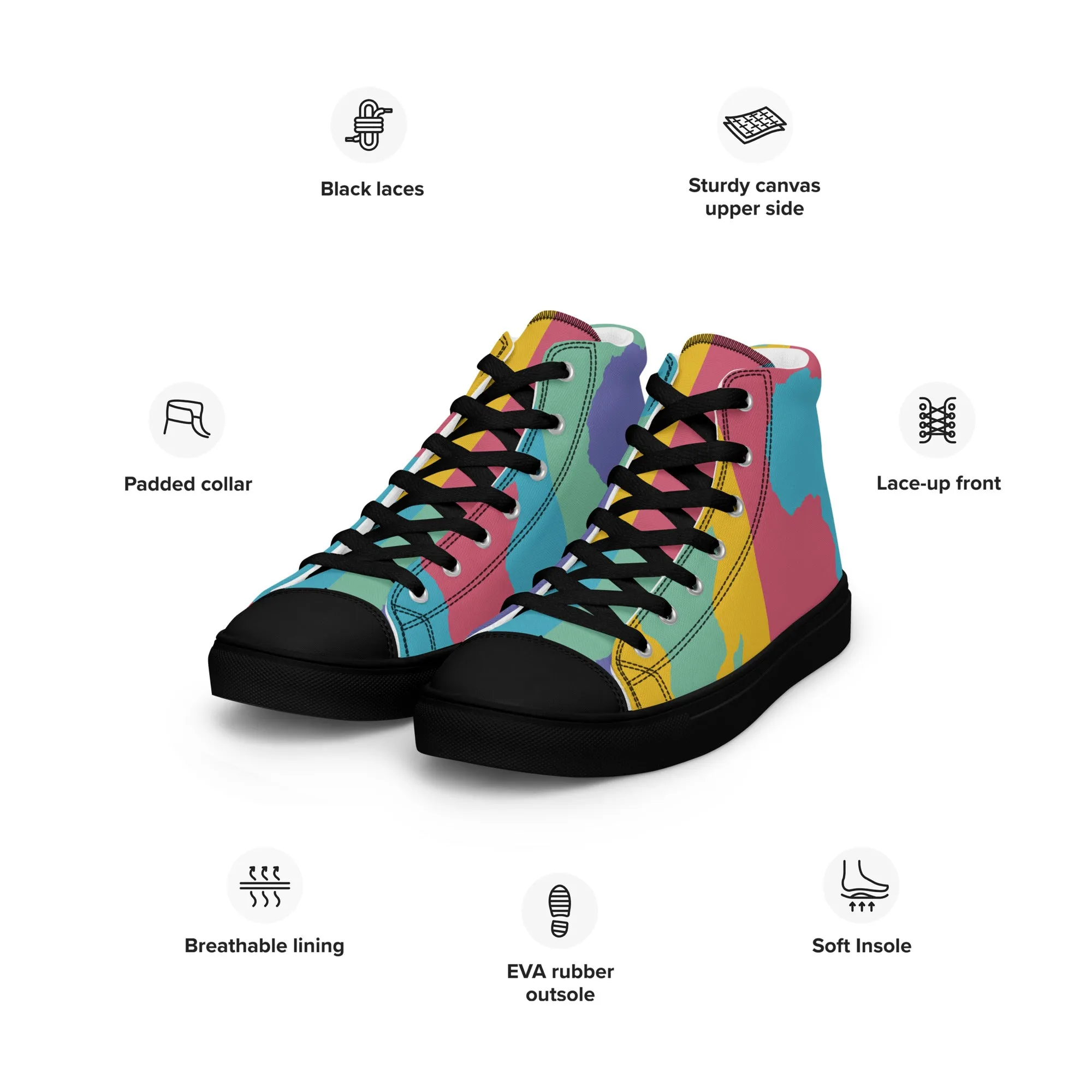 AFRICA WARHOL Men's High Top Canvas Shoes (Retro)