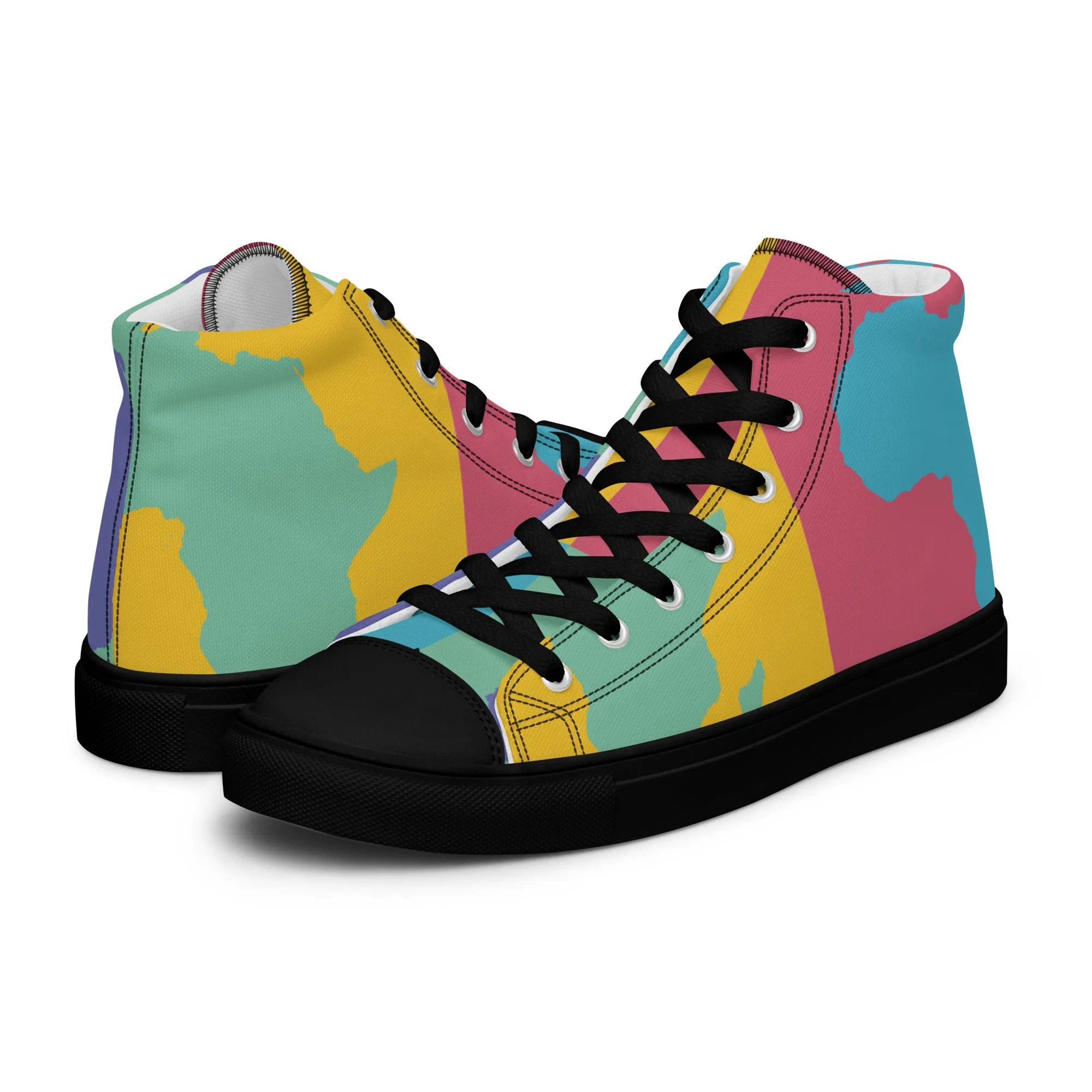 AFRICA WARHOL Men's High Top Canvas Shoes (Retro)