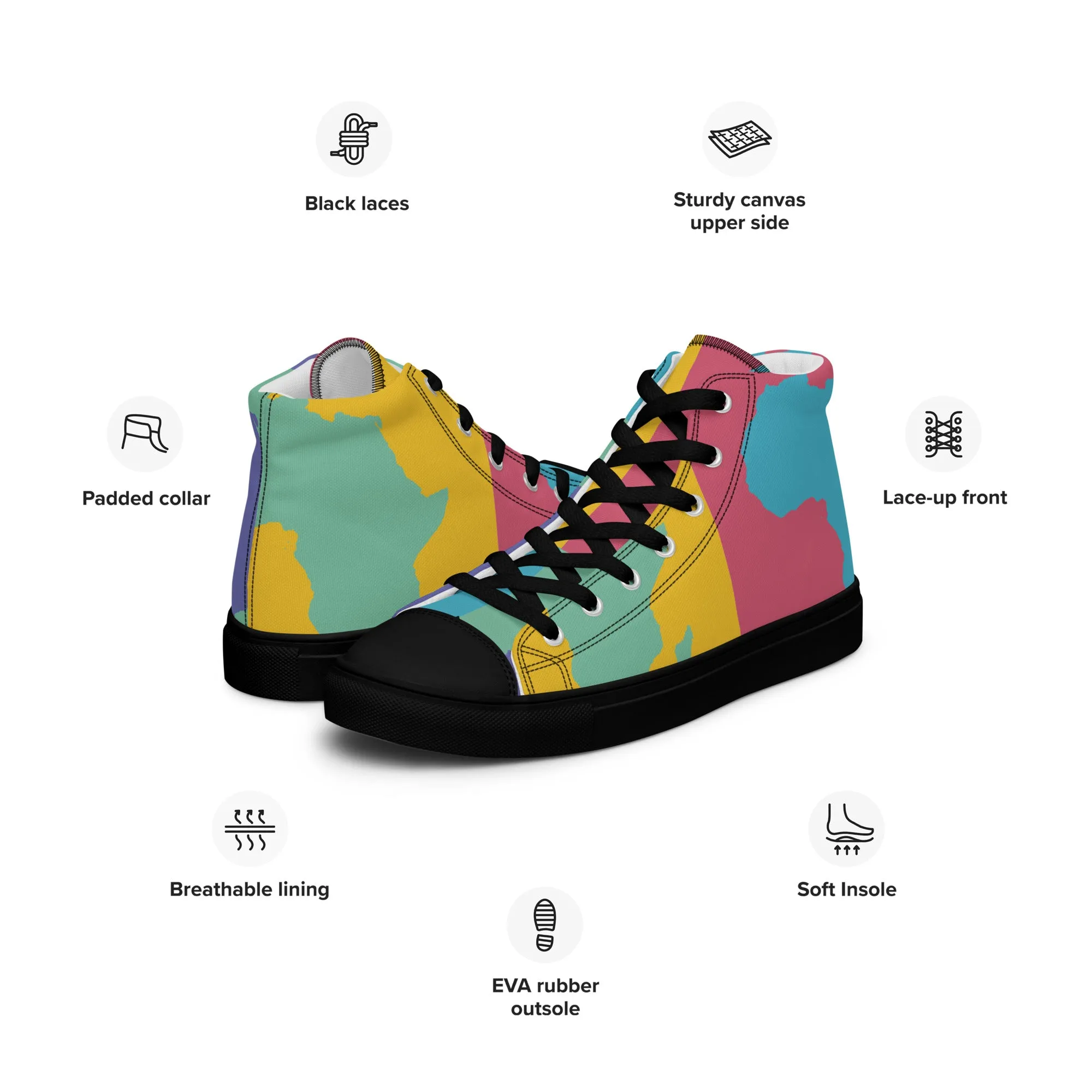 AFRICA WARHOL Men's High Top Canvas Shoes (Retro)