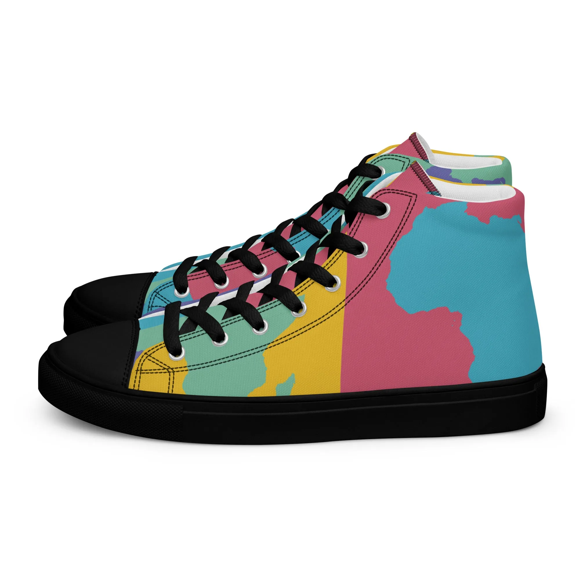 AFRICA WARHOL Men's High Top Canvas Shoes (Retro)
