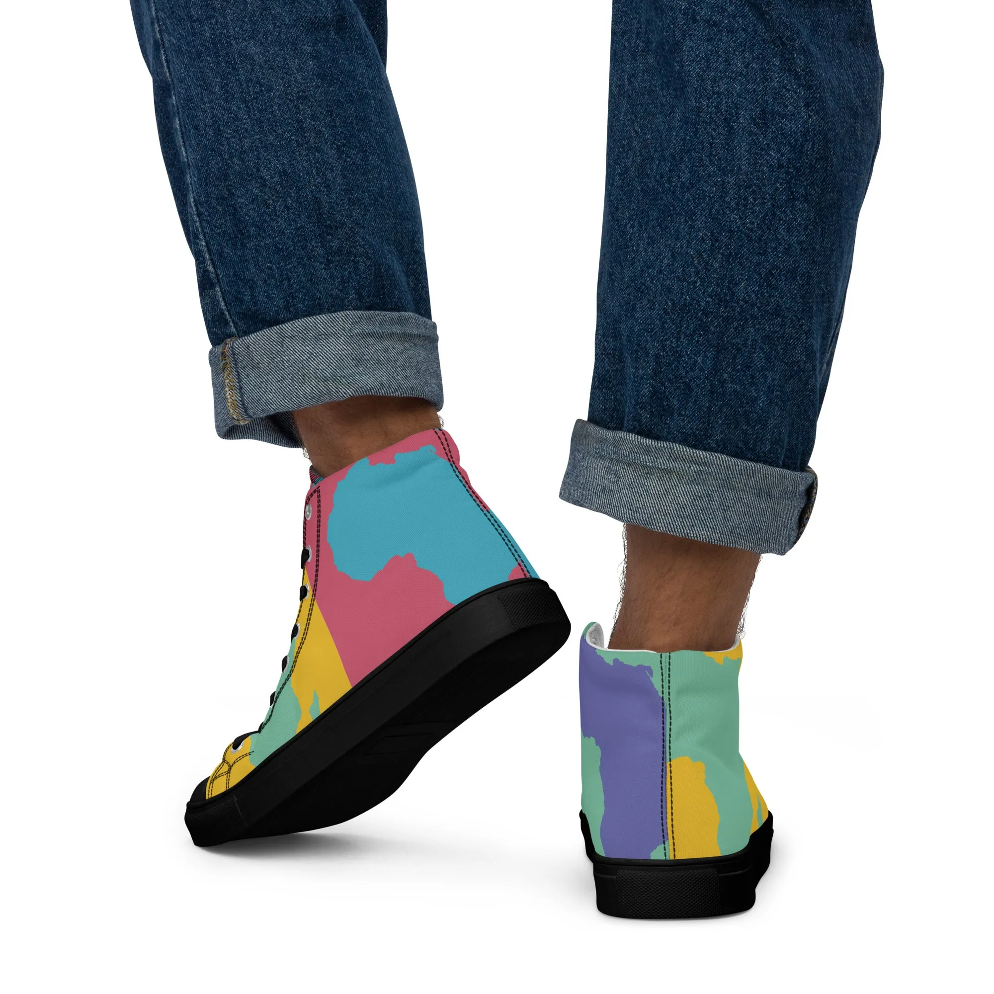 AFRICA WARHOL Men's High Top Canvas Shoes (Retro)