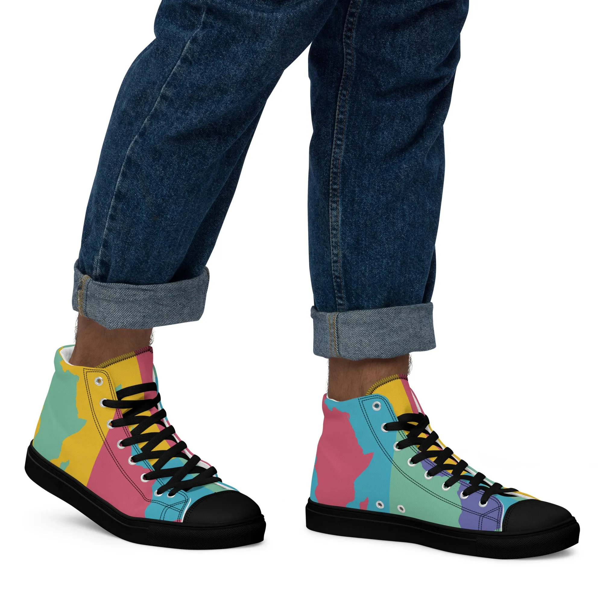 AFRICA WARHOL Men's High Top Canvas Shoes (Retro)