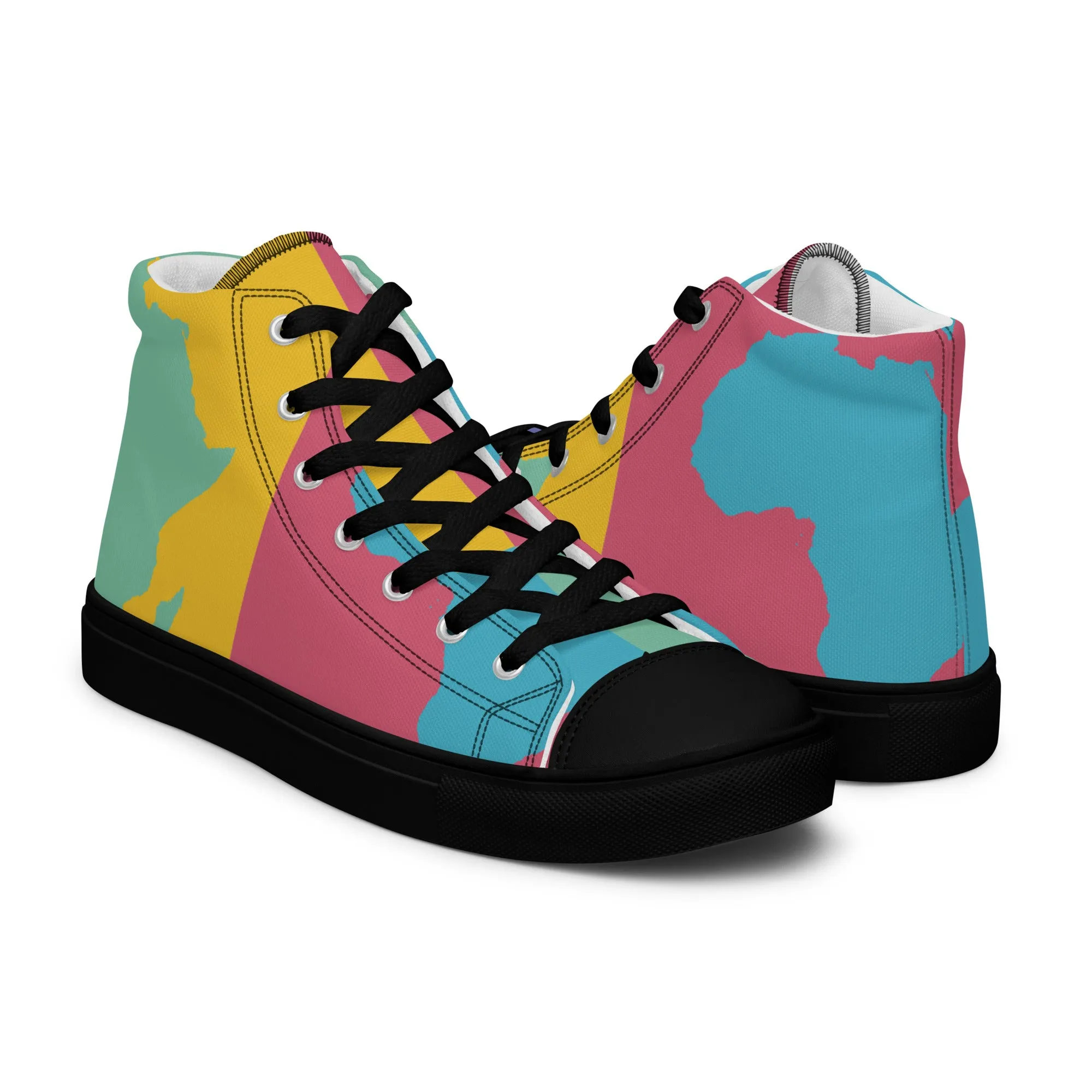 AFRICA WARHOL Men's High Top Canvas Shoes (Retro)
