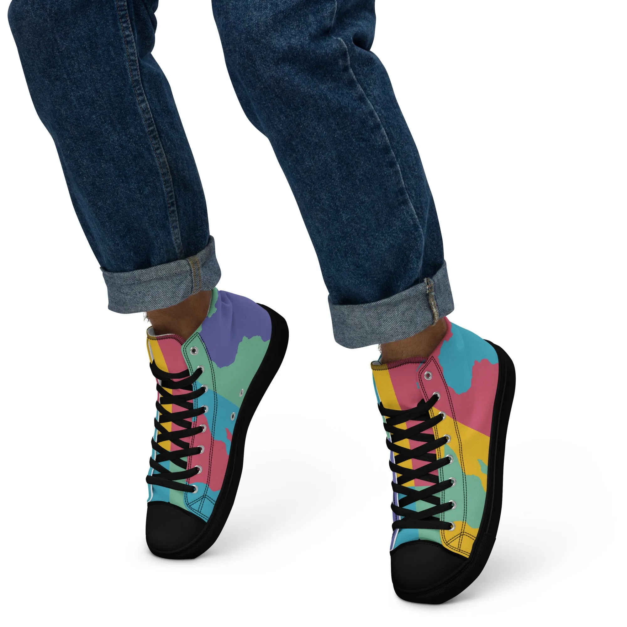 AFRICA WARHOL Men's High Top Canvas Shoes (Retro)