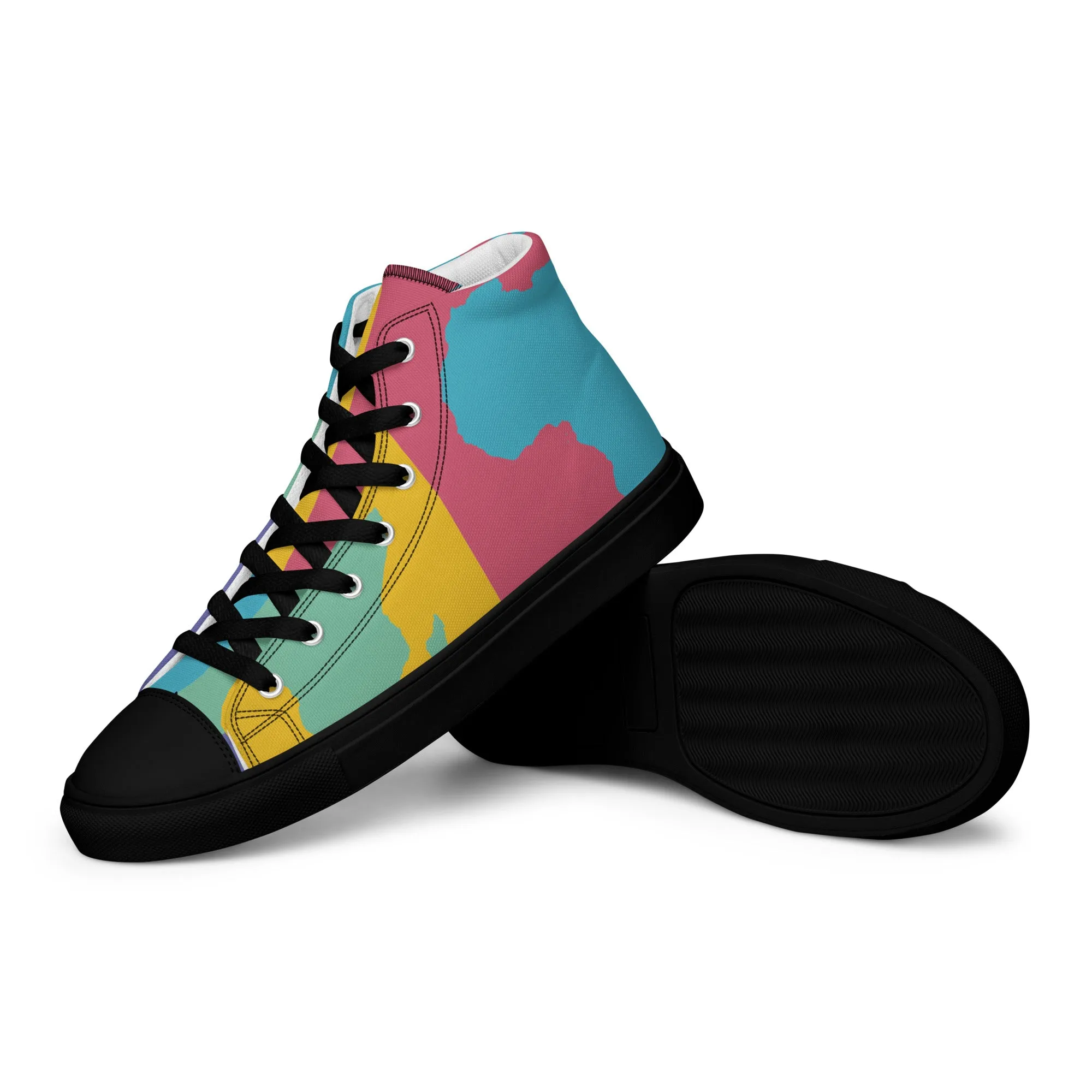 AFRICA WARHOL Men's High Top Canvas Shoes (Retro)