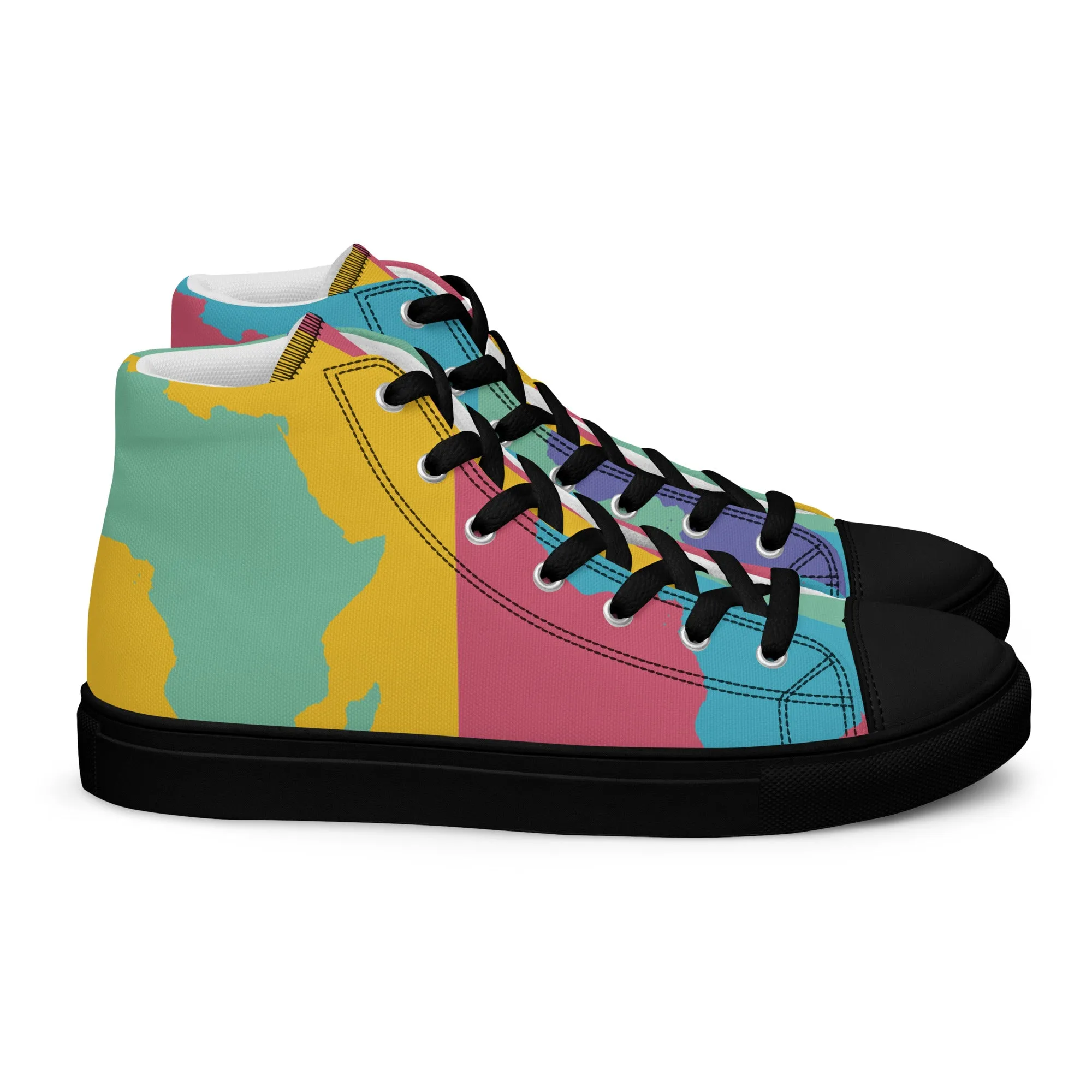 AFRICA WARHOL Men's High Top Canvas Shoes (Retro)