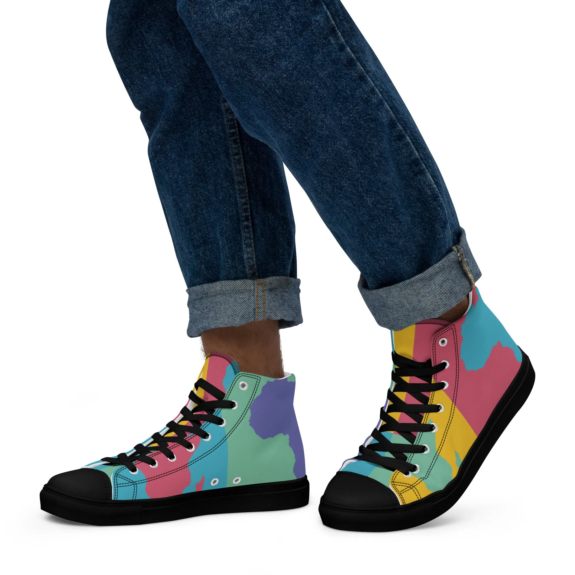 AFRICA WARHOL Men's High Top Canvas Shoes (Retro)