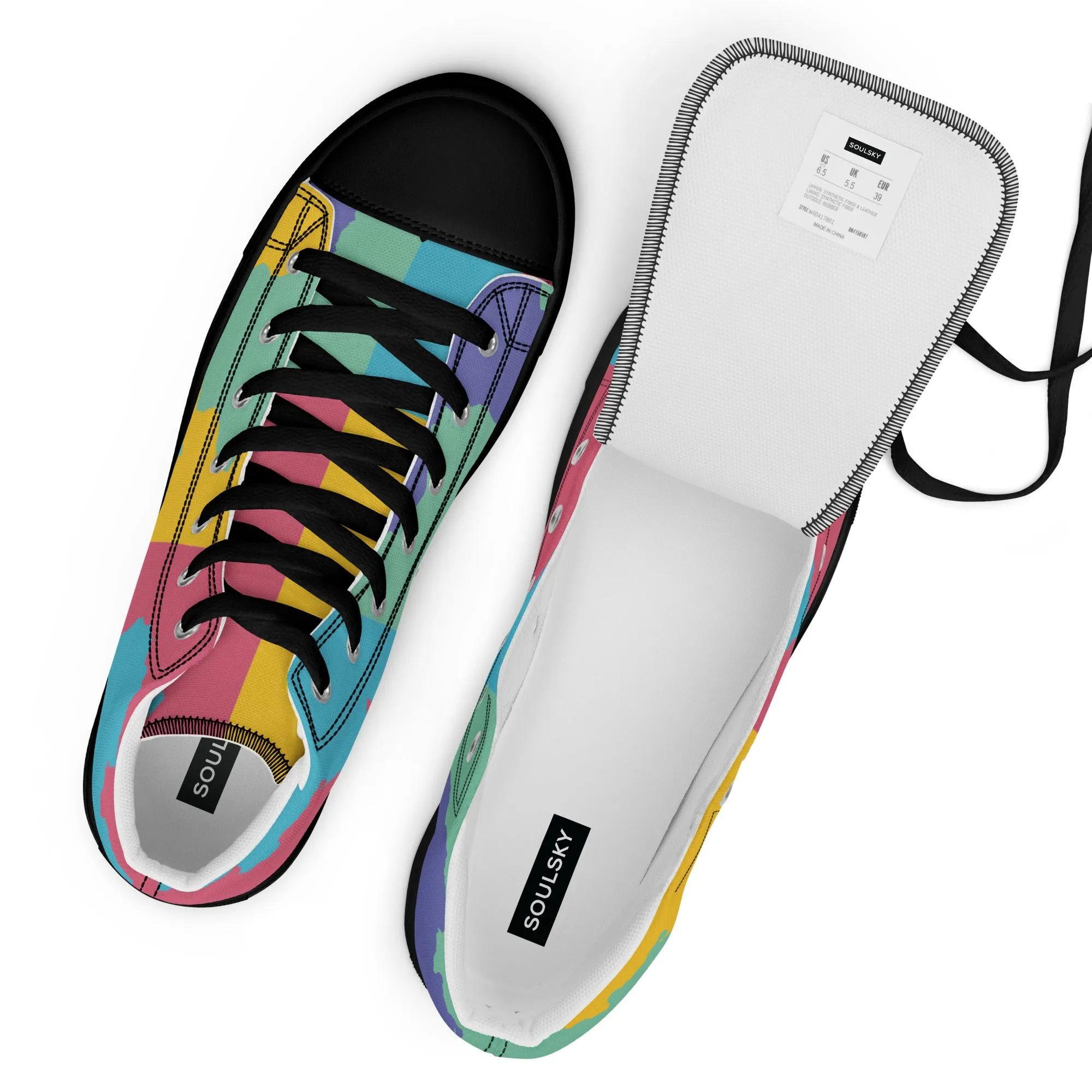 AFRICA WARHOL Men's High Top Canvas Shoes (Retro)