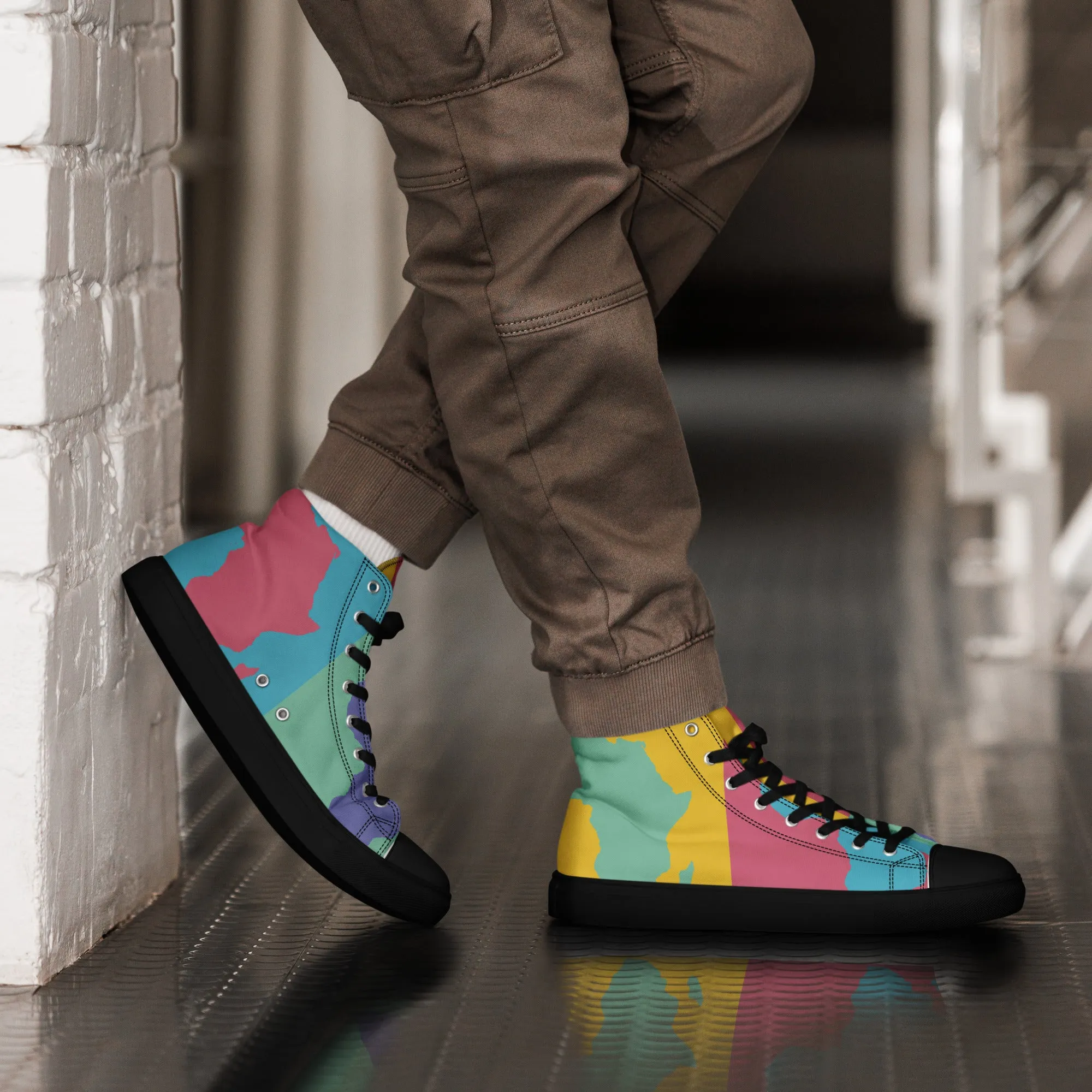 AFRICA WARHOL Men's High Top Canvas Shoes (Retro)