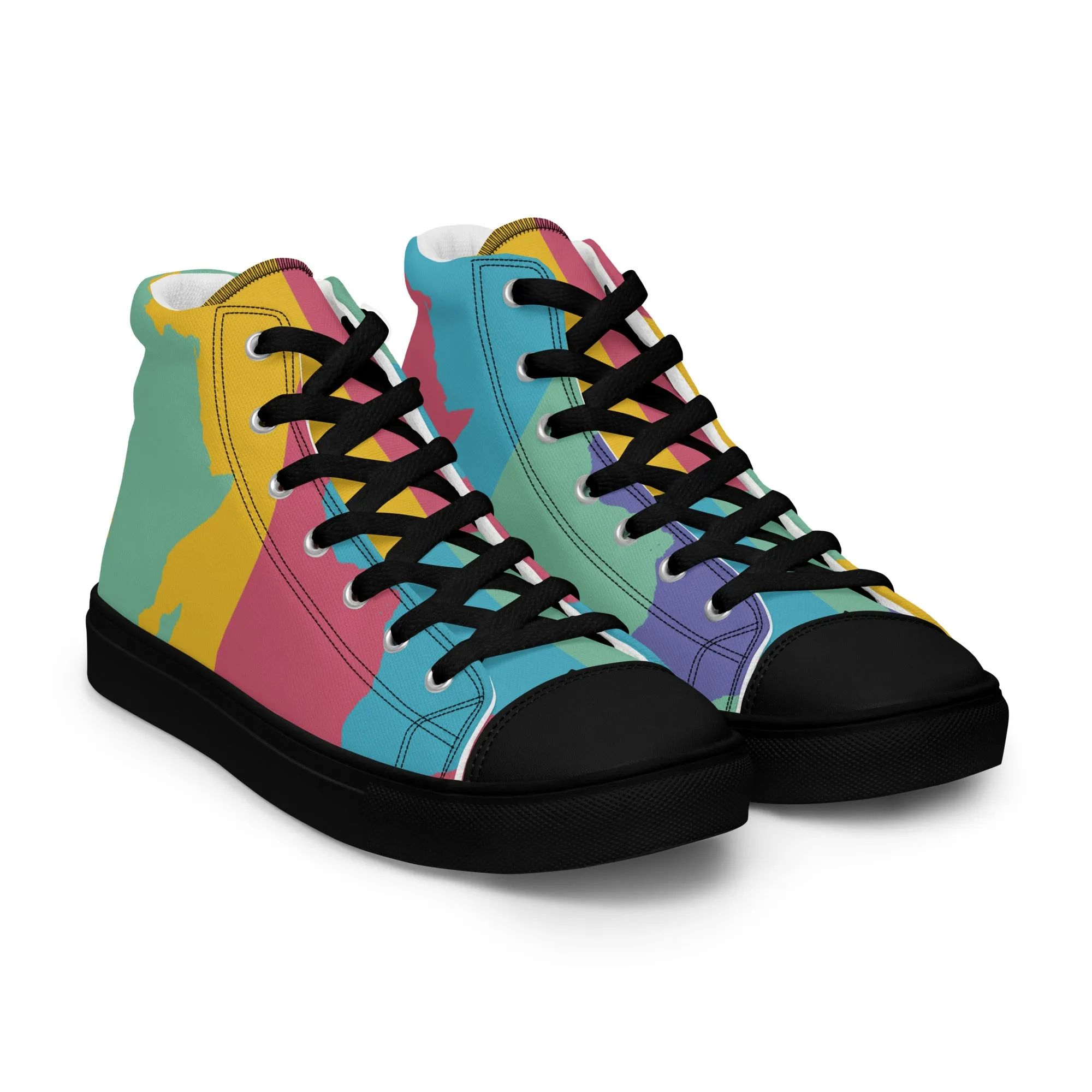 AFRICA WARHOL Men's High Top Canvas Shoes (Retro)