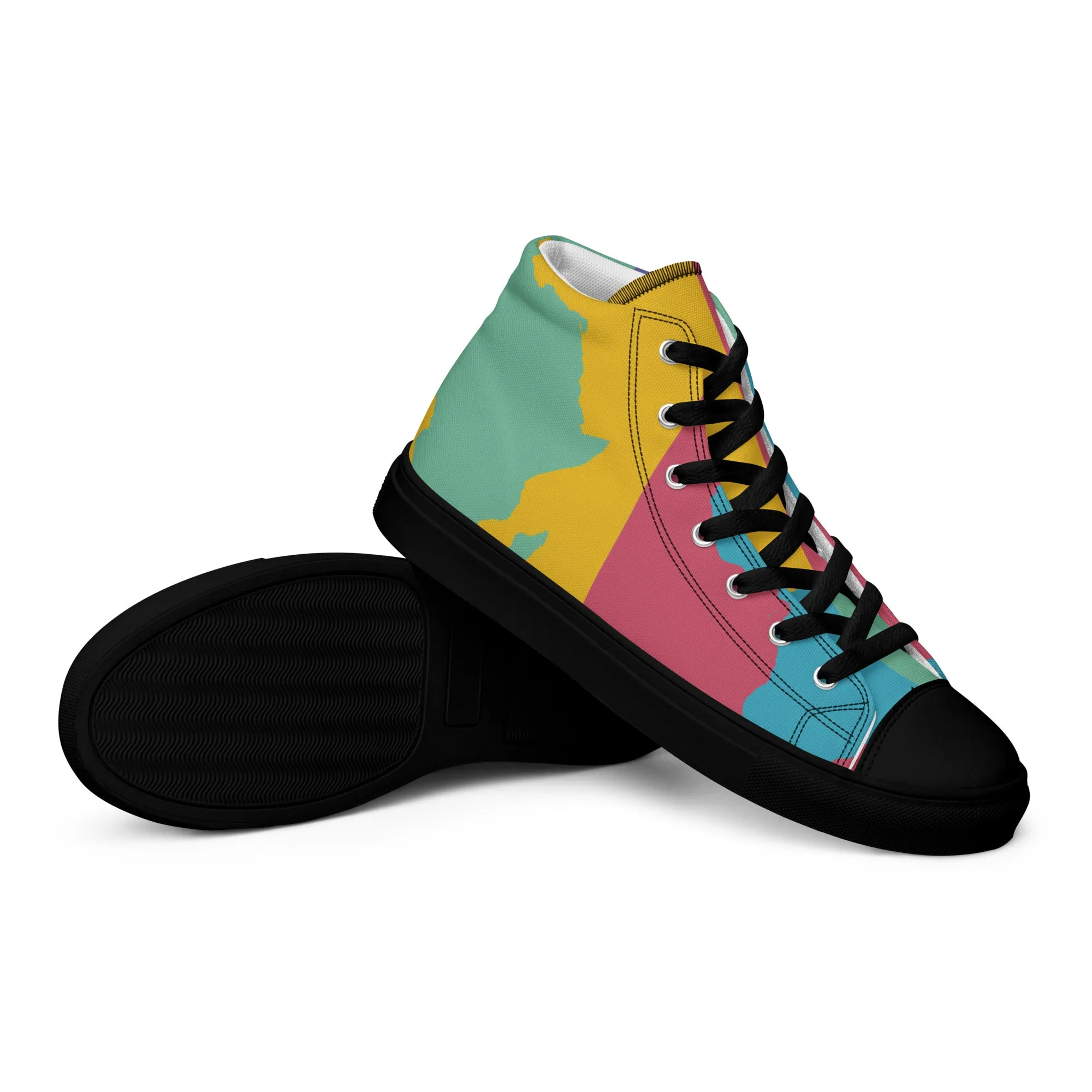 AFRICA WARHOL Men's High Top Canvas Shoes (Retro)