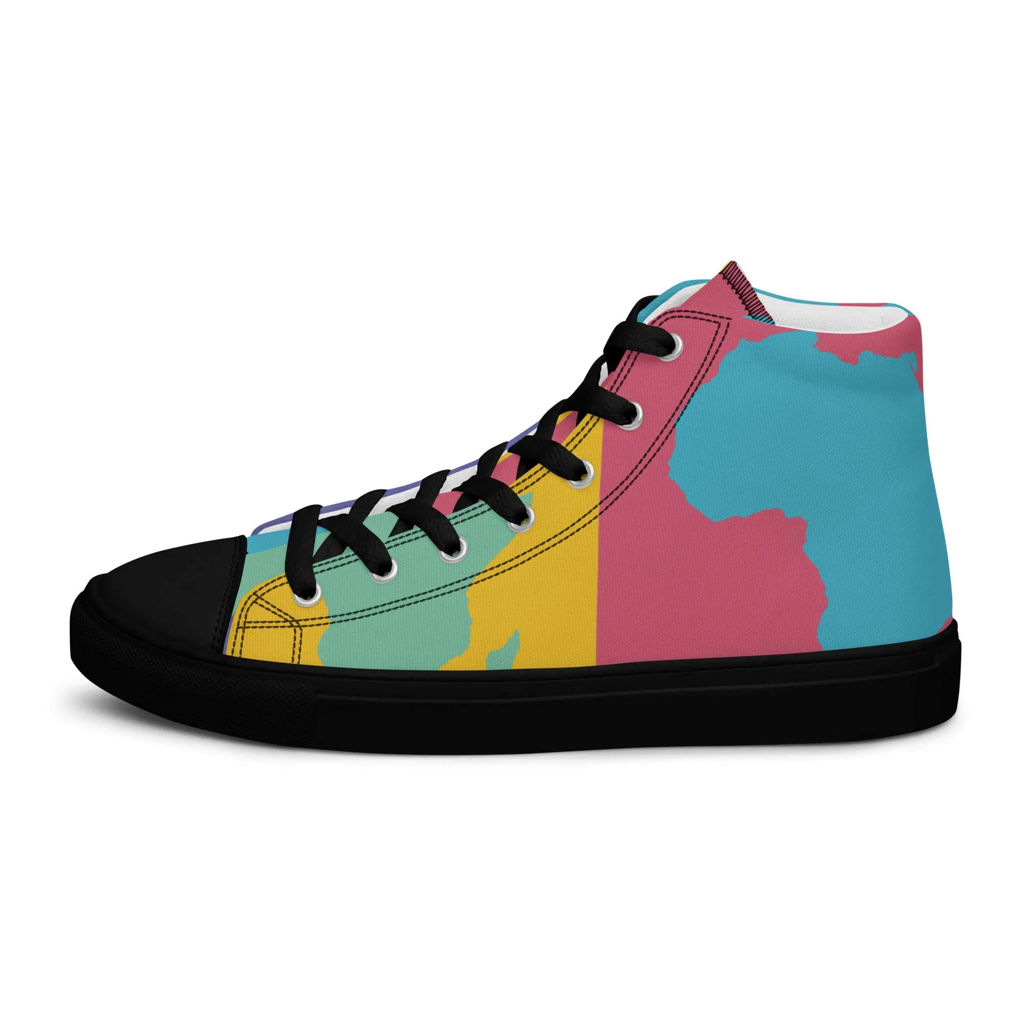 AFRICA WARHOL Men's High Top Canvas Shoes (Retro)