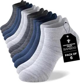 Ankle Socks for Men Women, 6 Pairs Bamboo Rayon Breathable Sports Low Cut Thin, Multicolor Size 6-8 9-11 12-14