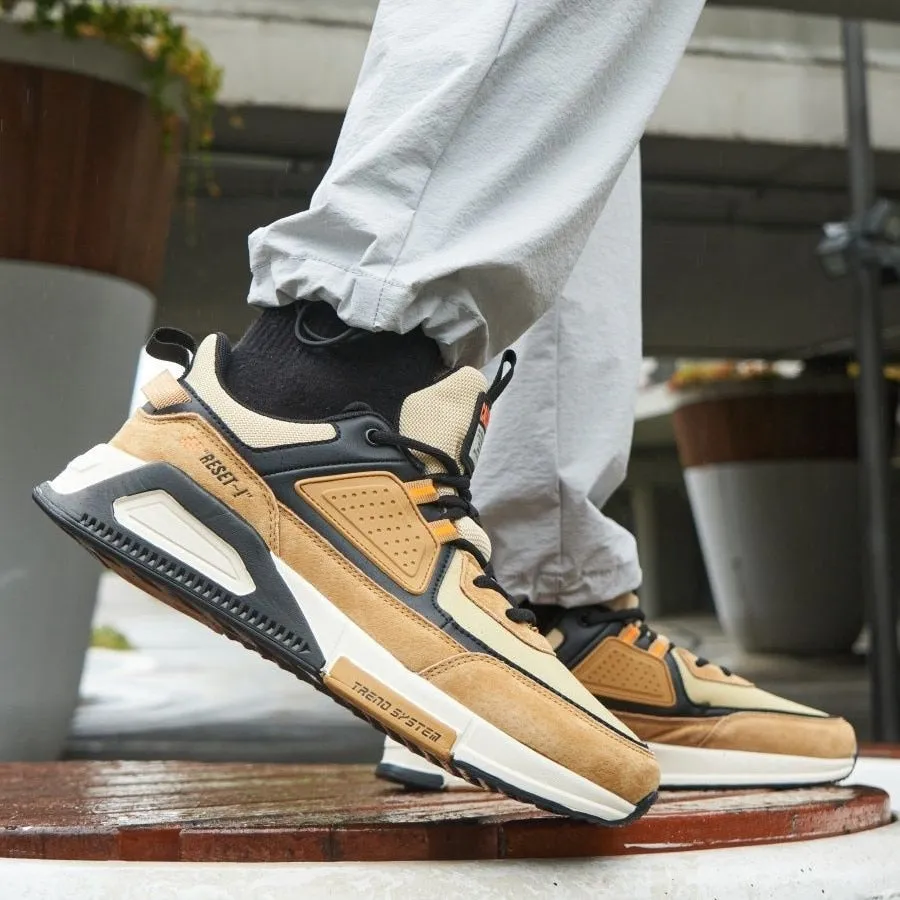 Baasploa Men Casual Waterproof Running Shoes Fashion Leather Skateboard Shoes Non-slip Wear-resistant Male Sport Shoes 2022 New