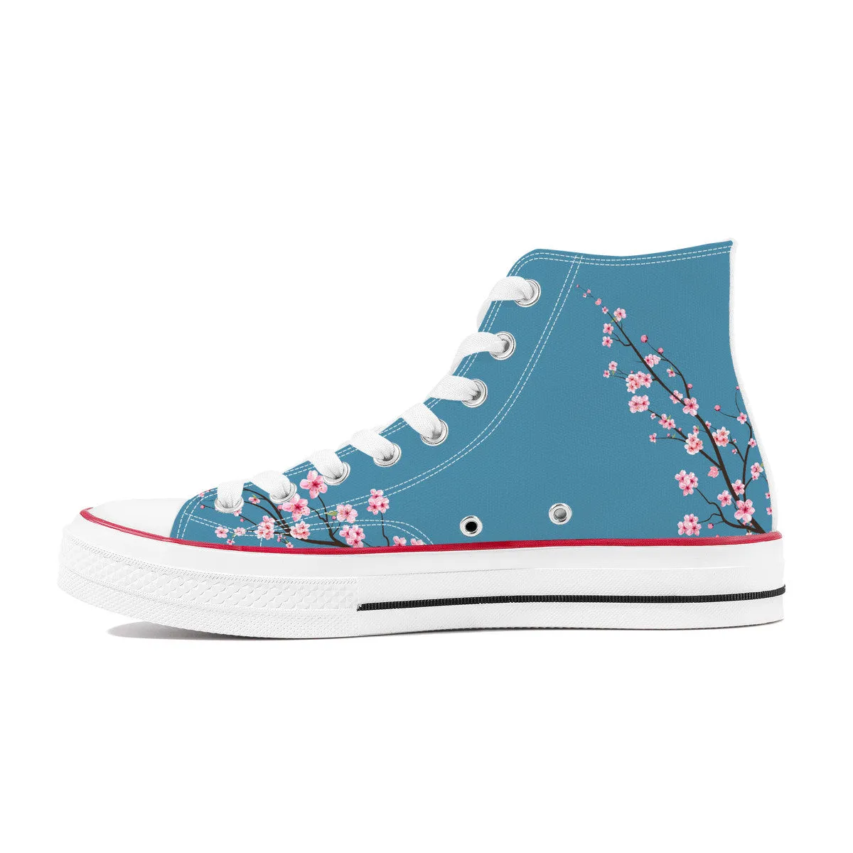 Blue Sky Sakura  High Top Canvas Shoes