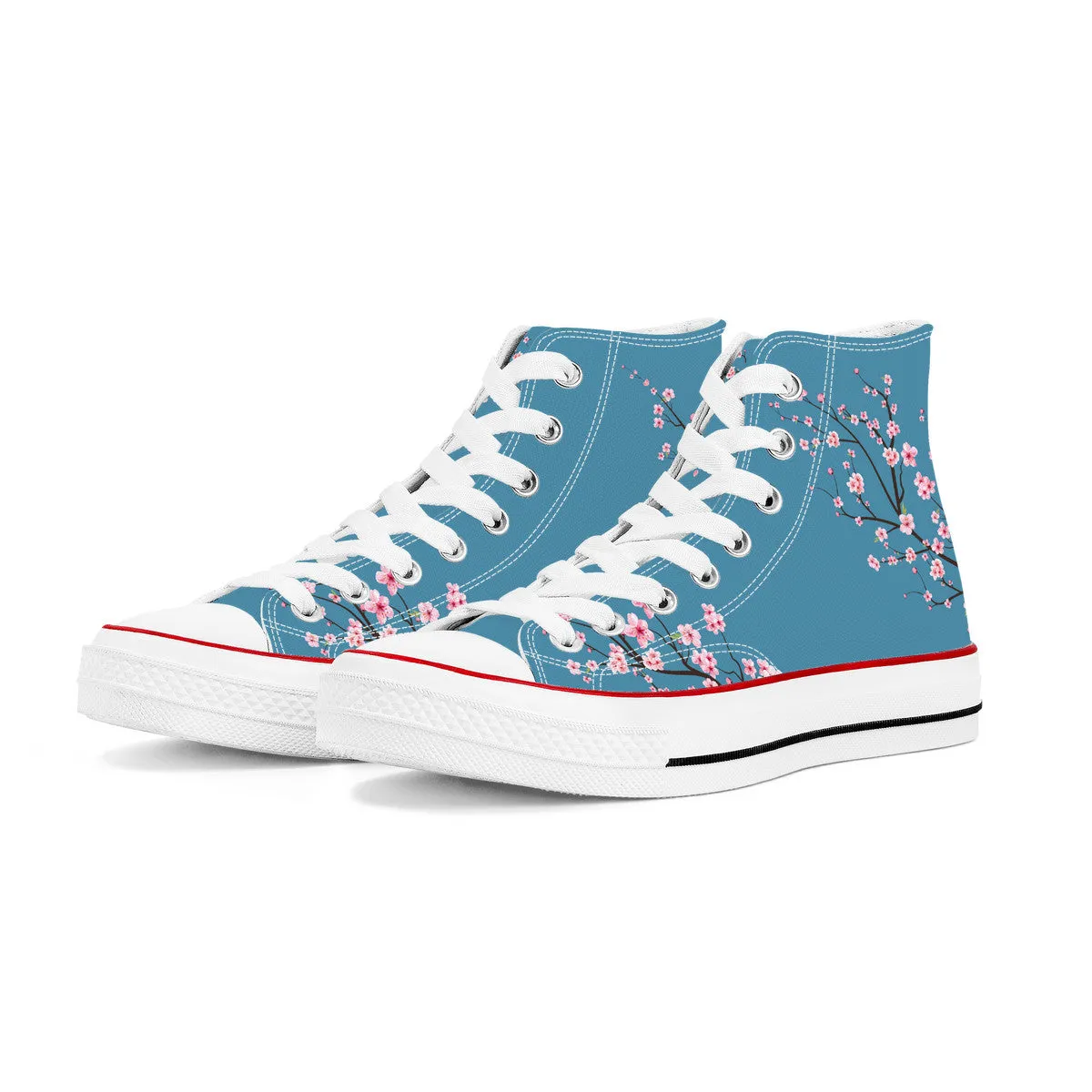 Blue Sky Sakura  High Top Canvas Shoes