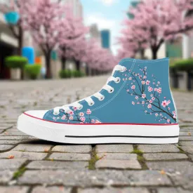 Blue Sky Sakura  High Top Canvas Shoes