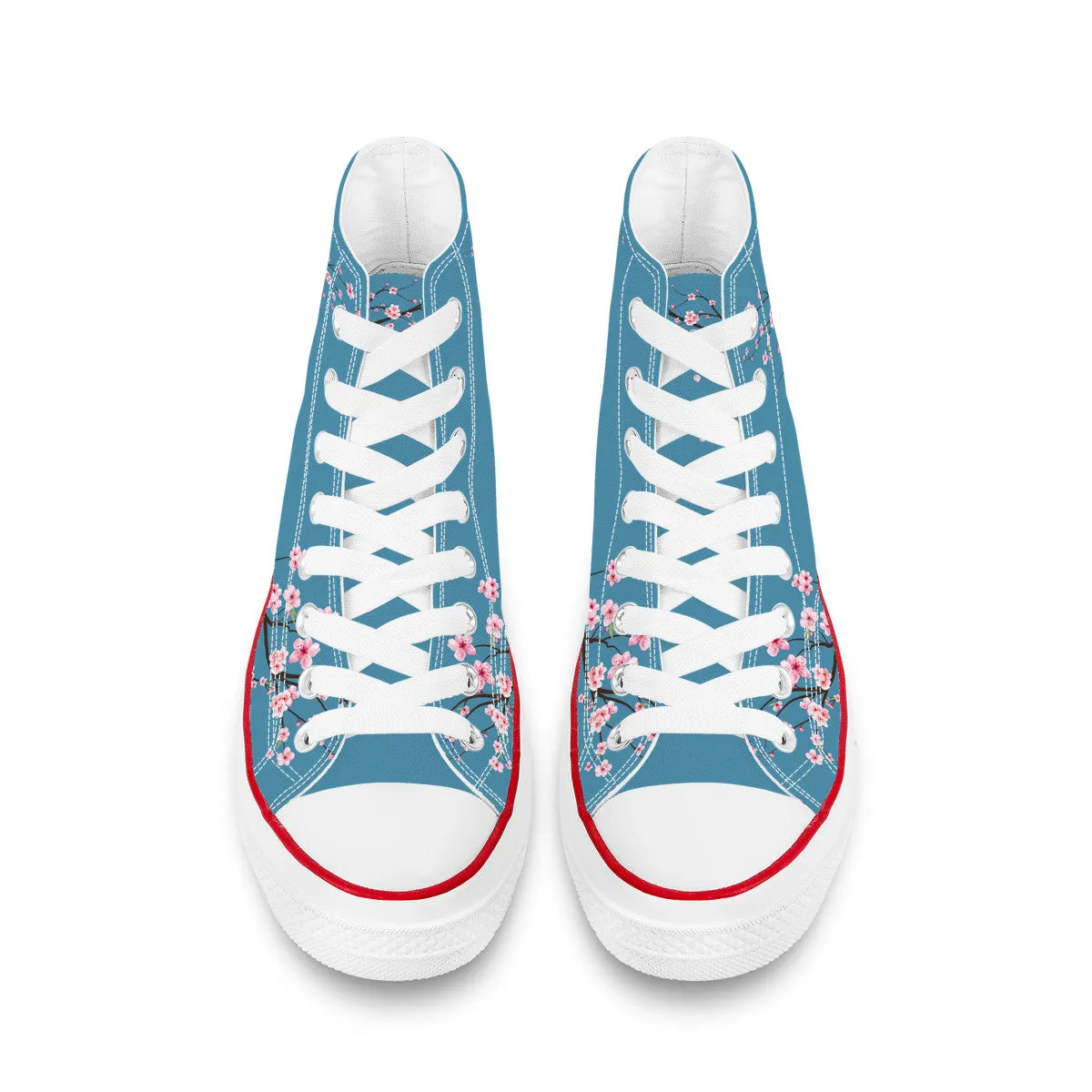 Blue Sky Sakura  High Top Canvas Shoes
