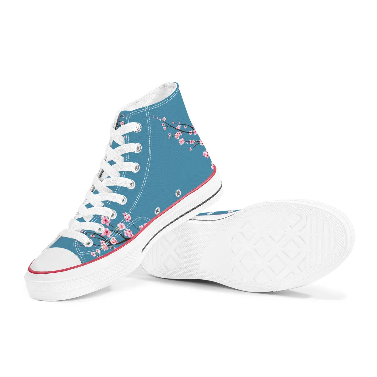 Blue Sky Sakura  High Top Canvas Shoes