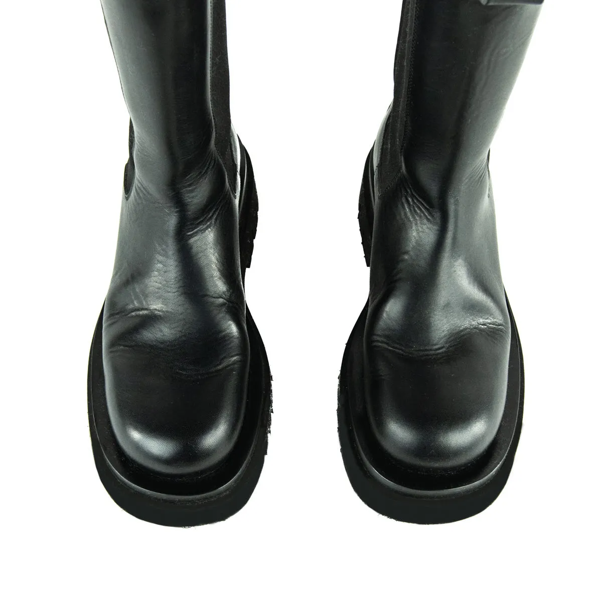 Bottega Veneta Black Calfskin The Lug Chelsea Boots Size US 8 | EU 38
