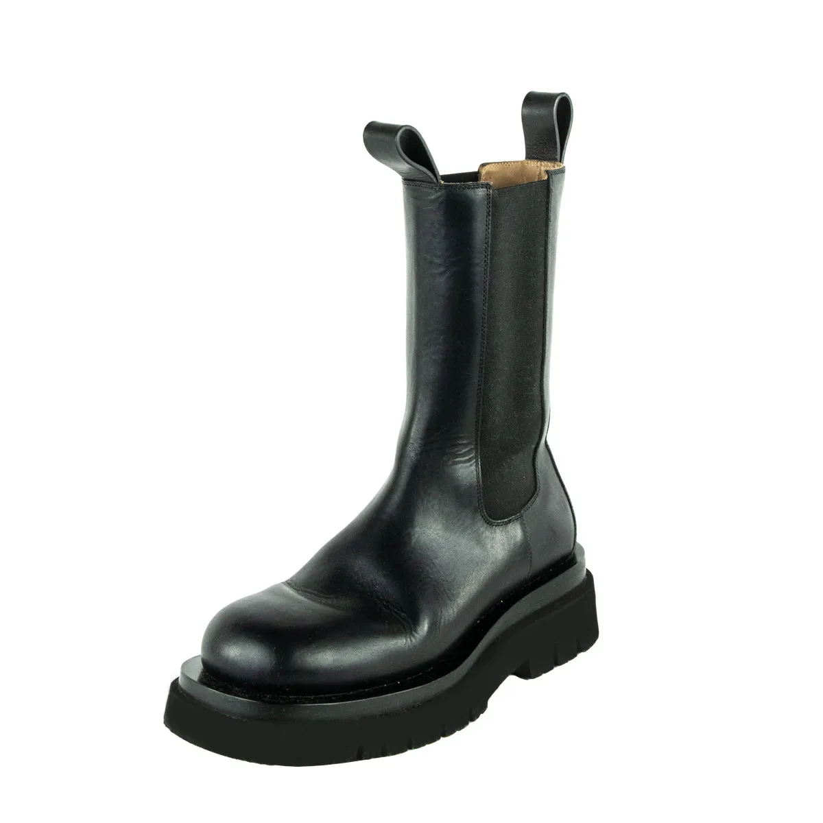 Bottega Veneta Black Calfskin The Lug Chelsea Boots Size US 8 | EU 38