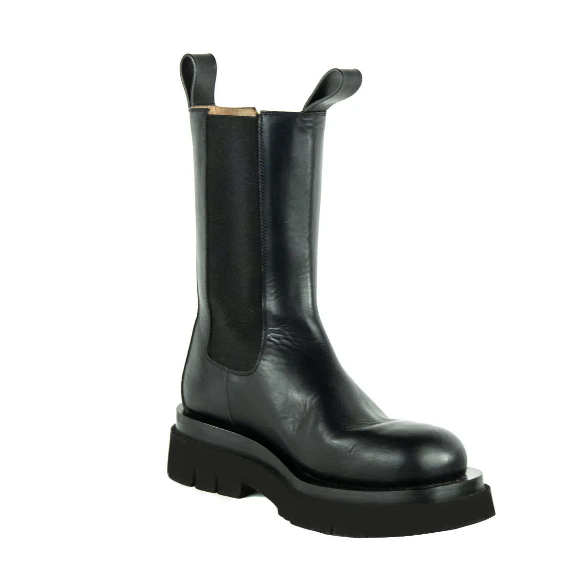 Bottega Veneta Black Calfskin The Lug Chelsea Boots Size US 8 | EU 38