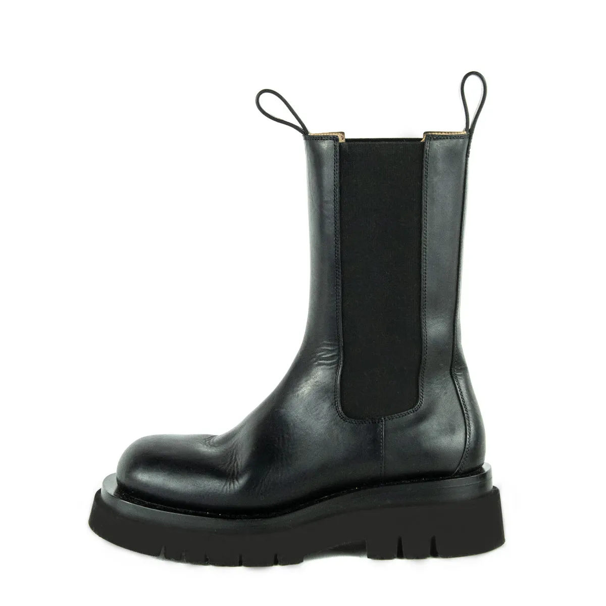 Bottega Veneta Black Calfskin The Lug Chelsea Boots Size US 8 | EU 38