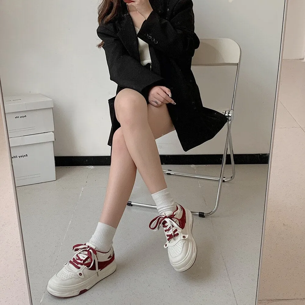 Chicmy Mixed Color Tennis Female Flat Shoes for Women Trend Platfoem Leisure Sport Sneaker Ladies Designer Elegant Mid-Heel Shoes