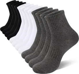 eallco Mens Ankle Socks Cotton Quarter Thin Ankle High Mini Crew Socks for Men 6 Pairs