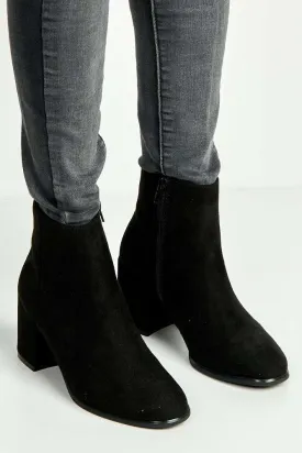 Elsha Block Heel Ankle Chelsea Boots in Black Suede
