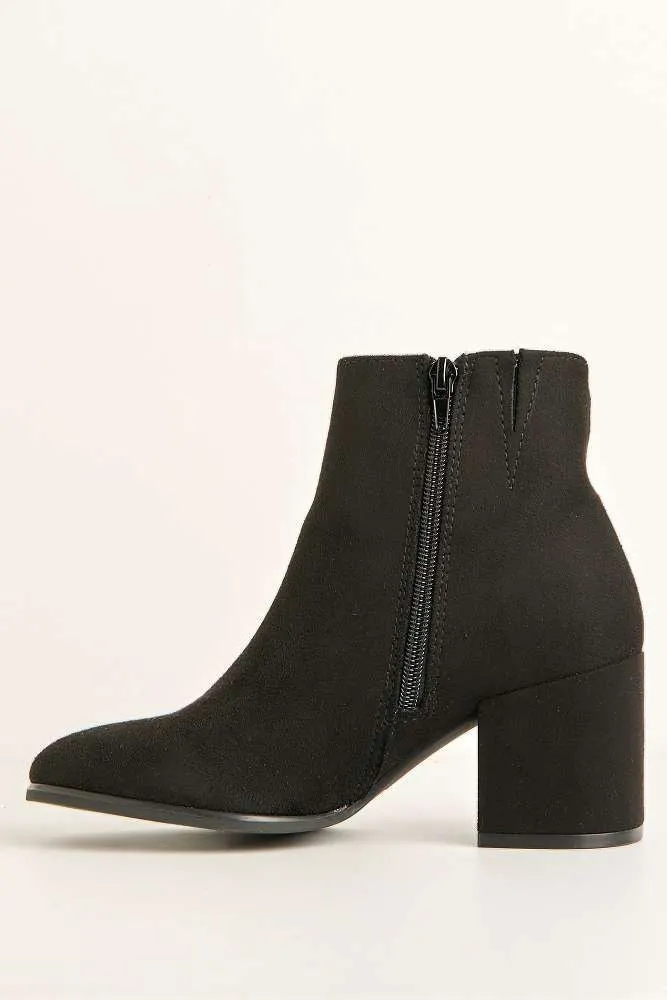 Elsha Block Heel Ankle Chelsea Boots in Black Suede