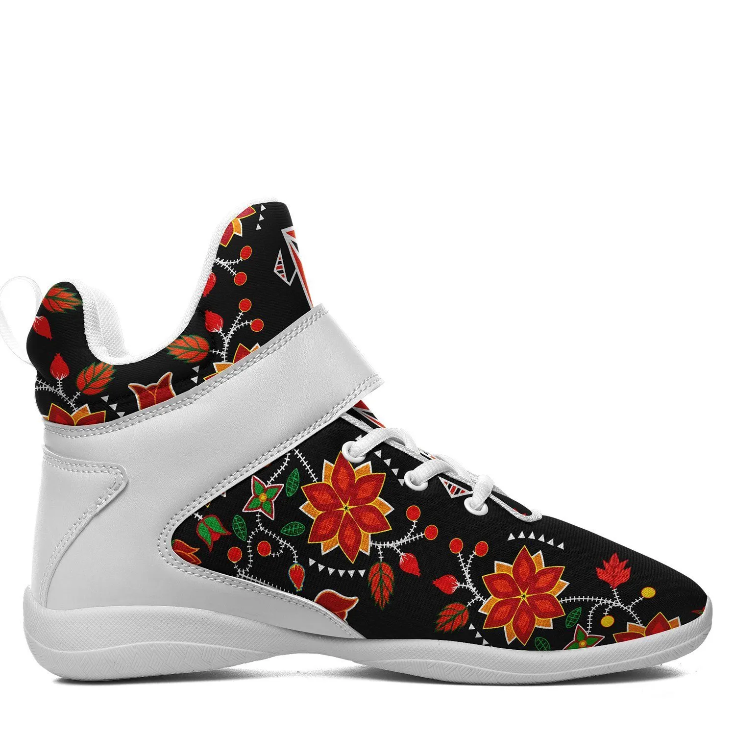Floral Beadwork Six Bands Ipottaa Basketball / Sport High Top Shoes - White Sole