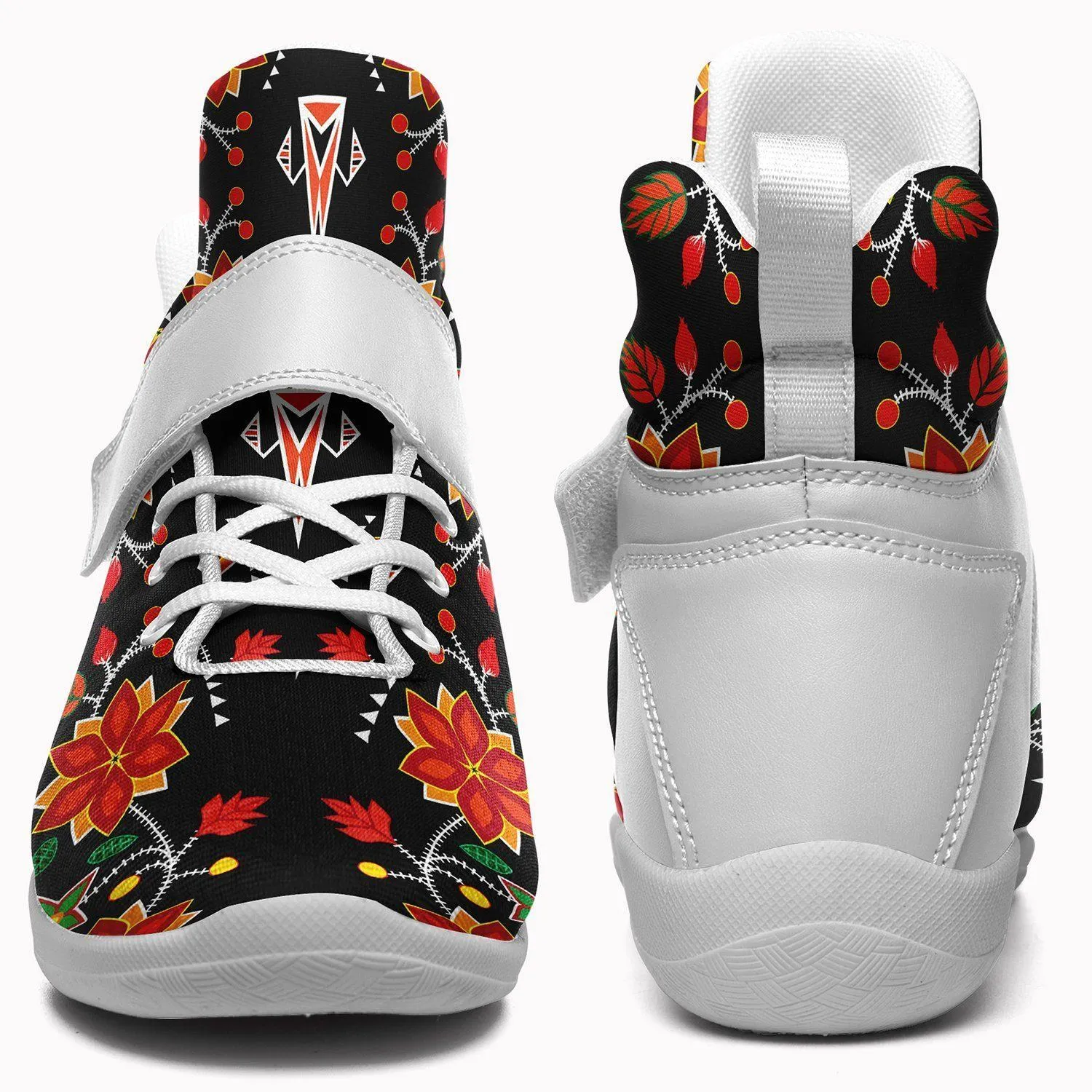 Floral Beadwork Six Bands Ipottaa Basketball / Sport High Top Shoes - White Sole