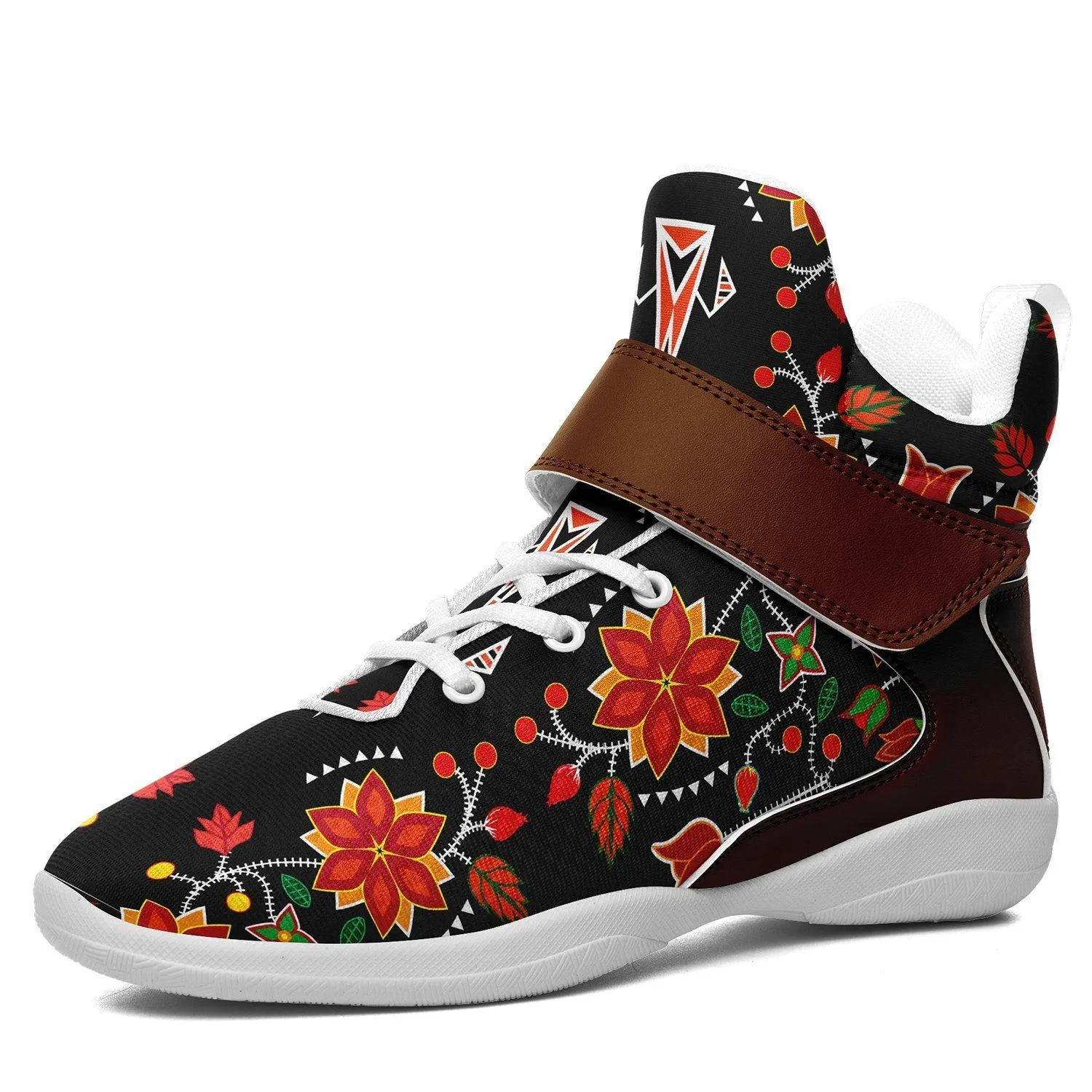Floral Beadwork Six Bands Ipottaa Basketball / Sport High Top Shoes - White Sole