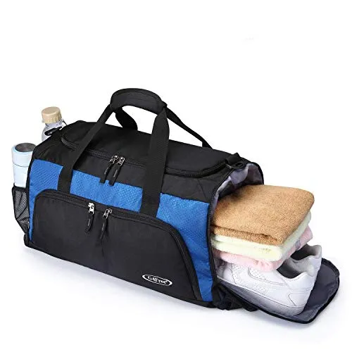 G4Free Sports Gym Bag with Shoes Compartment 45L Travel Duffel Bag U Shape Zipper Duffles for Men &