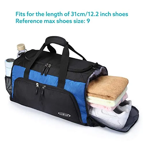 G4Free Sports Gym Bag with Shoes Compartment 45L Travel Duffel Bag U Shape Zipper Duffles for Men &