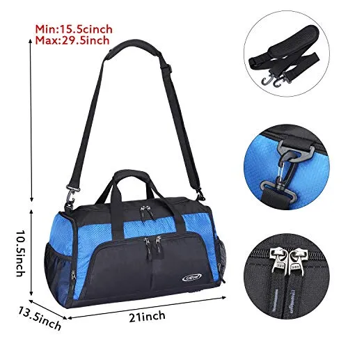 G4Free Sports Gym Bag with Shoes Compartment 45L Travel Duffel Bag U Shape Zipper Duffles for Men &