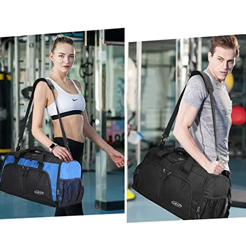 G4Free Sports Gym Bag with Shoes Compartment 45L Travel Duffel Bag U Shape Zipper Duffles for Men &