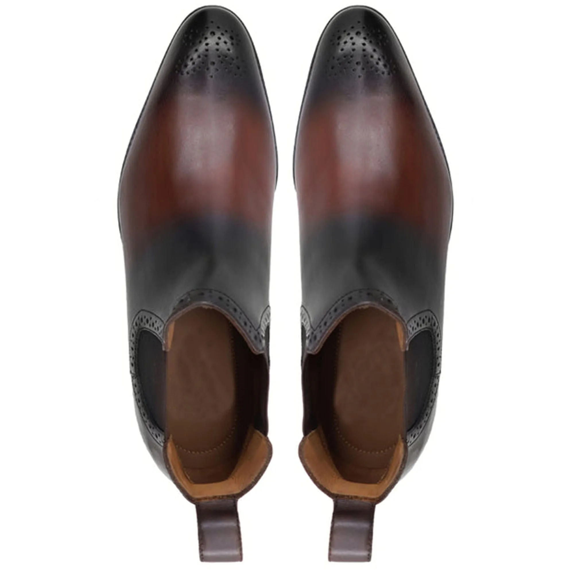Handmade Customisable Black & Brown Finish Leather Short Chelsea Boots For Men