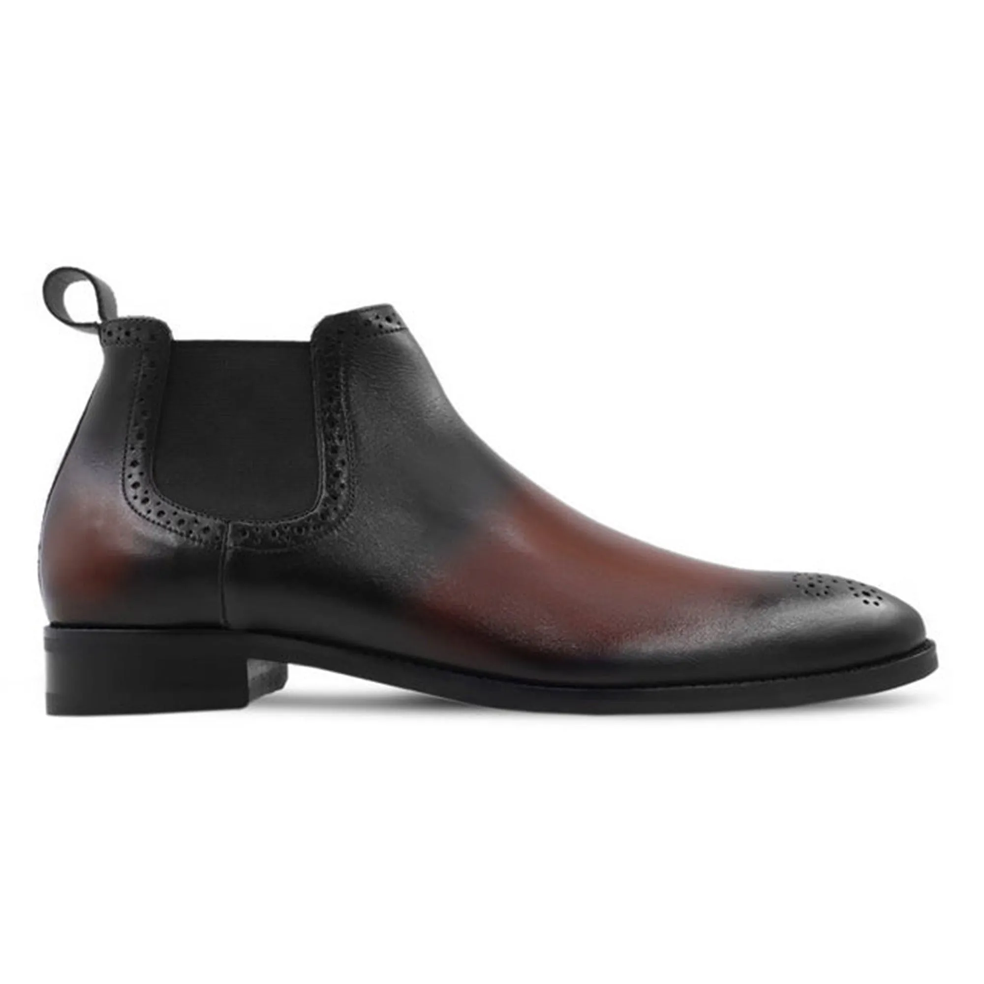 Handmade Customisable Black & Brown Finish Leather Short Chelsea Boots For Men