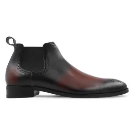 Handmade Customisable Black & Brown Finish Leather Short Chelsea Boots For Men