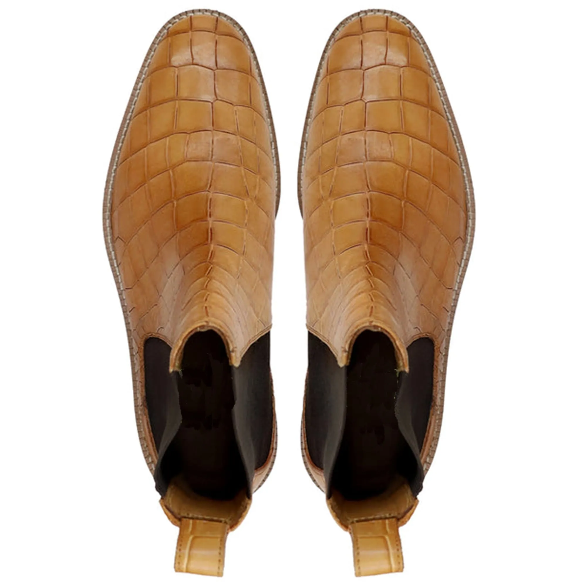 Handmade, Customisable Corcodile Pattern Leather Men Chelsea Boots