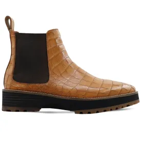 Handmade, Customisable Corcodile Pattern Leather Men Chelsea Boots