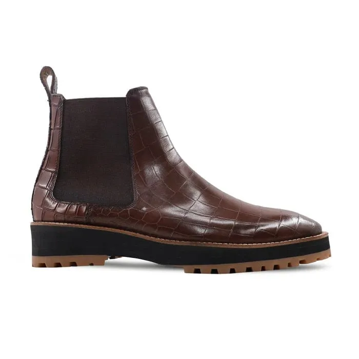 Handmade, Customisable Corcodile Pattern Leather Men Chelsea Boots