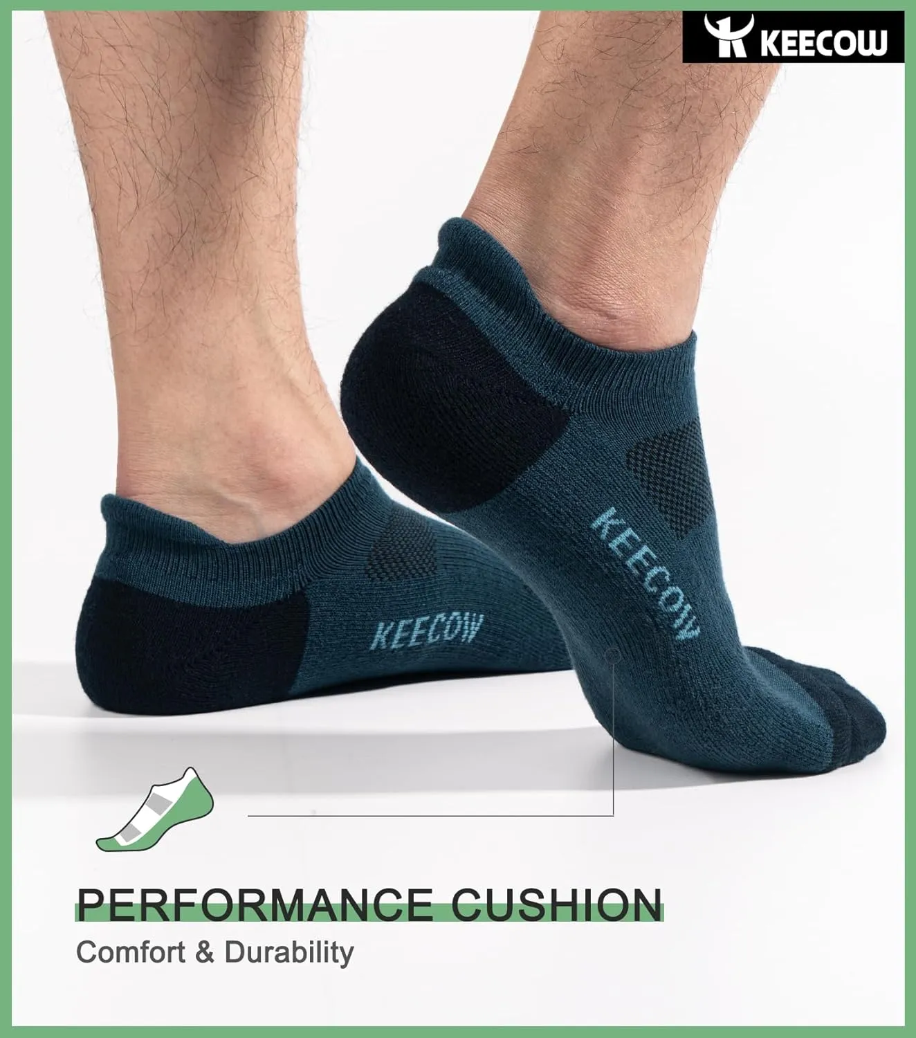 KEECOW Performance Comfort No Show Ankle Cushioned Socks for Men & Women, Athletic, Tab, Short, Running, Outdoor