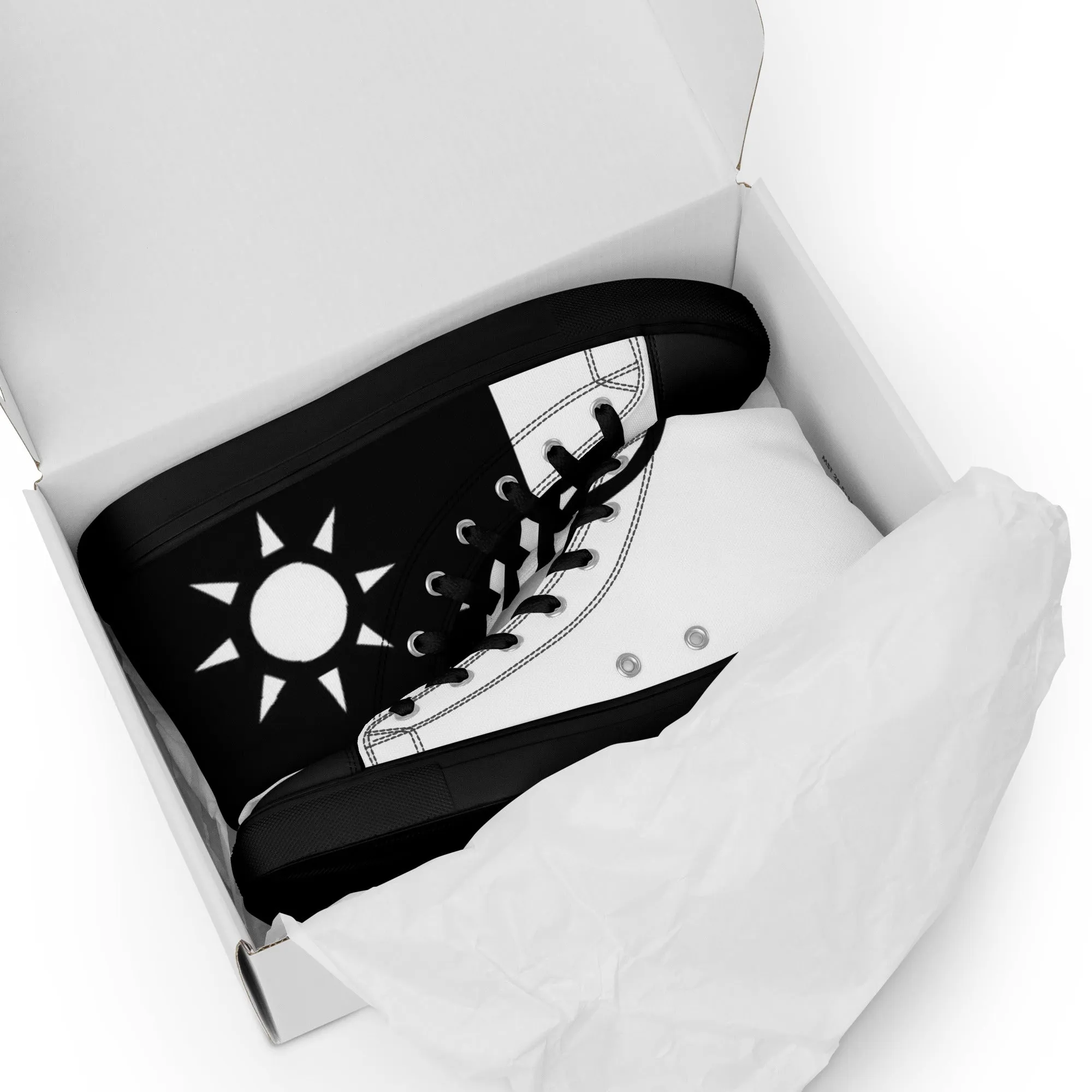 Men’s High Top Canvas Shoes Athletic Trainers Streetwear Apparel Ascension High Fashion White Sun