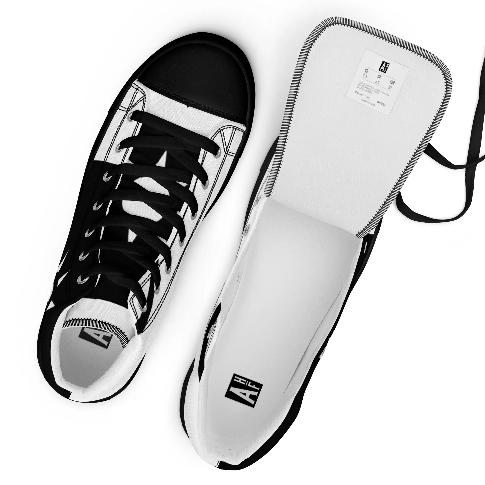 Men’s High Top Canvas Shoes Athletic Trainers Streetwear Apparel Ascension High Fashion White Sun