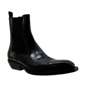 Men's Italian Shoes Jo Ghost 2822 Black Leather Cuban Heel Chelsea Boots