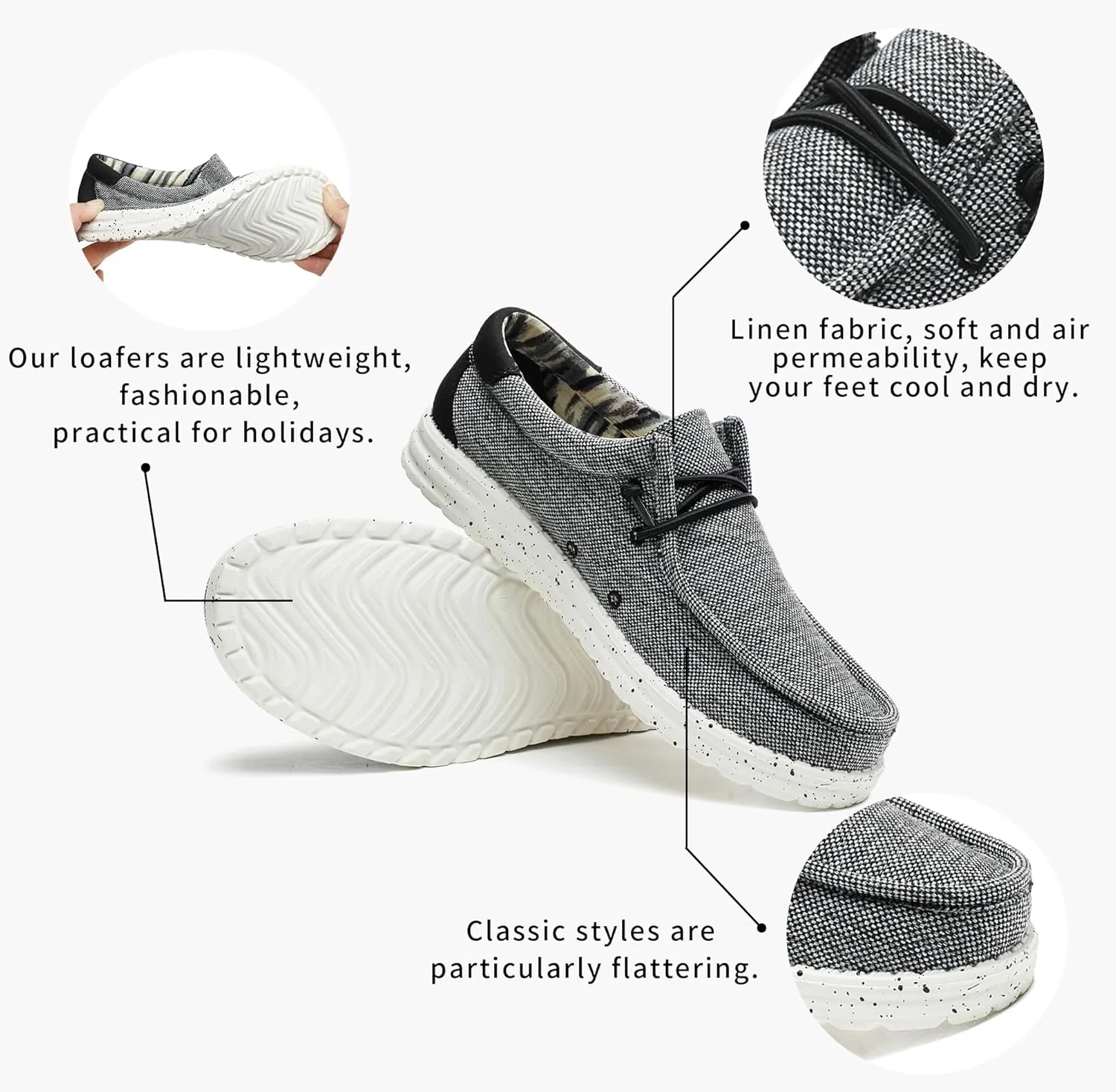 Men??s Machine Washable Slip On Lace Up Casual Loafer Breathable Travel Canvas Shoes for Men Comfortable and Stylish Summer Loafers Lightweight Walking Shoes Boat Shoe